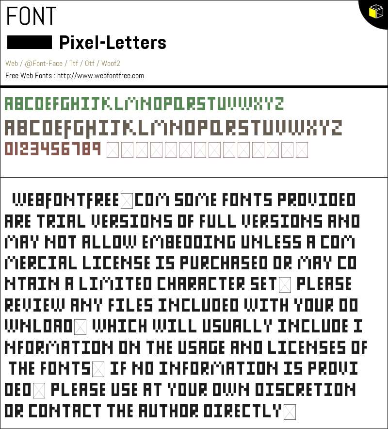 Pixel Letters Regular Fonts Downloads - WebFontFree.Com