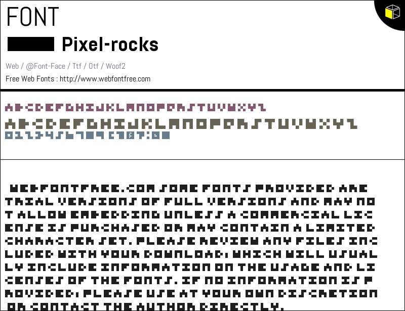 Pixel rocks Regular Fonts Downloads - WebFontFree.Com