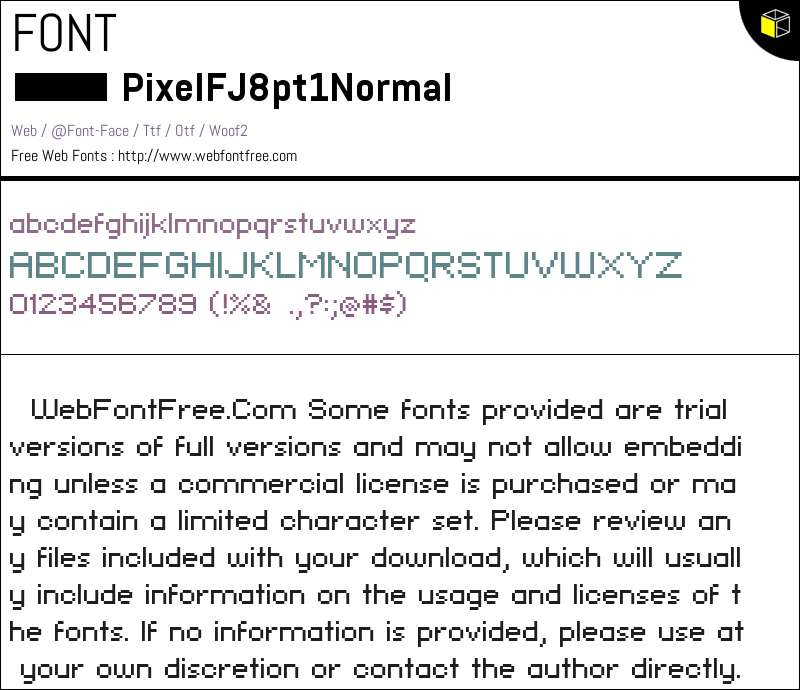 pixelFJ8pt1 Normal Fonts Downloads - WebFontFree.Com