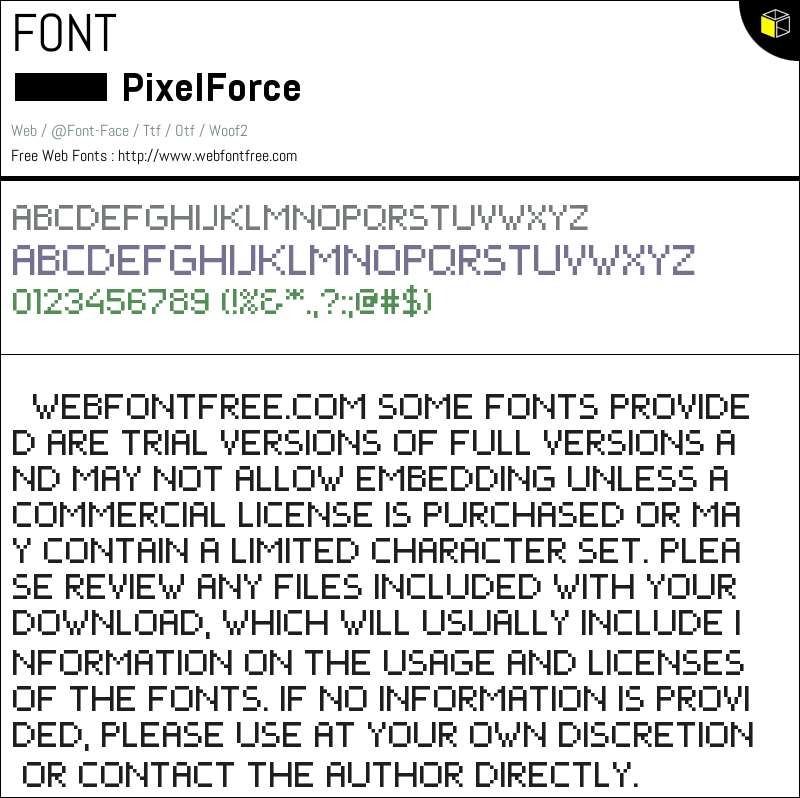 PixelForce Fonts Downloads - WebFontFree.Com