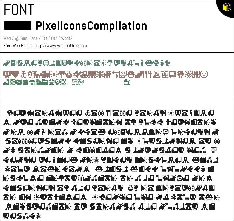 Pixel Icons Compilation Fonts Downloads - WebFontFree.Com