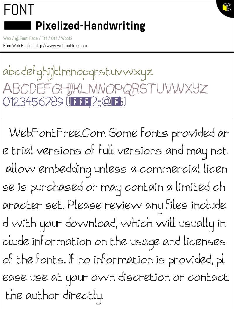 Pixelized Handwriting Regular Fonts Downloads - WebFontFree.Com
