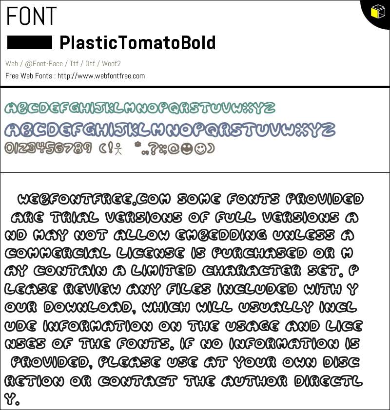 Plastic Tomato Bold Fonts Downloads - WebFontFree.Com