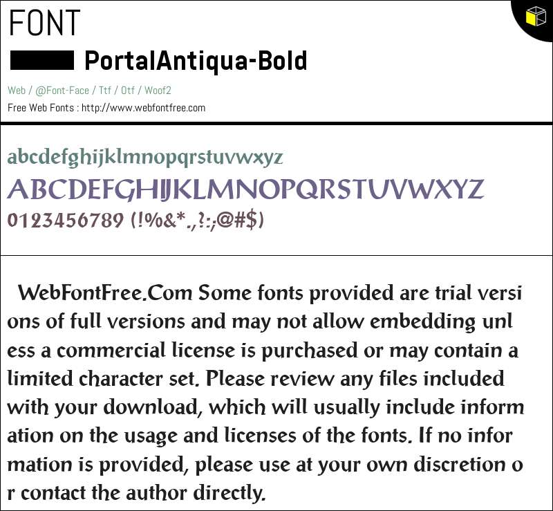 PortalAntiqua-Bold Fonts Downloads - WebFontFree.Com