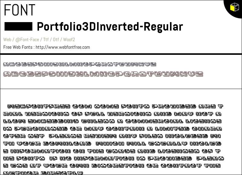 Portfolio 3D Inverted Regular Fonts Downloads - WebFontFree.Com