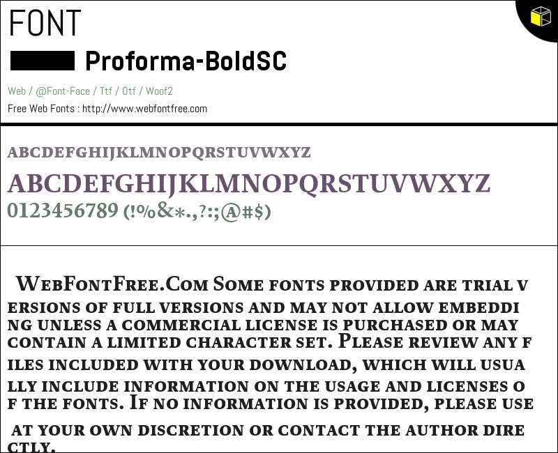 ProformaBoldSC Fonts Downloads