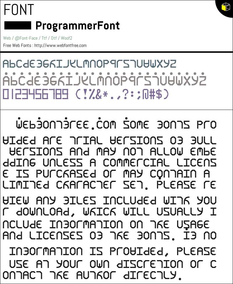 Programmer Font by Kyle Fonts Downloads - WebFontFree.Com