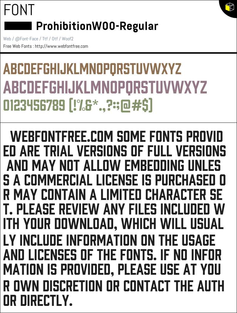 Prohibition W00 Regular Fonts Downloads