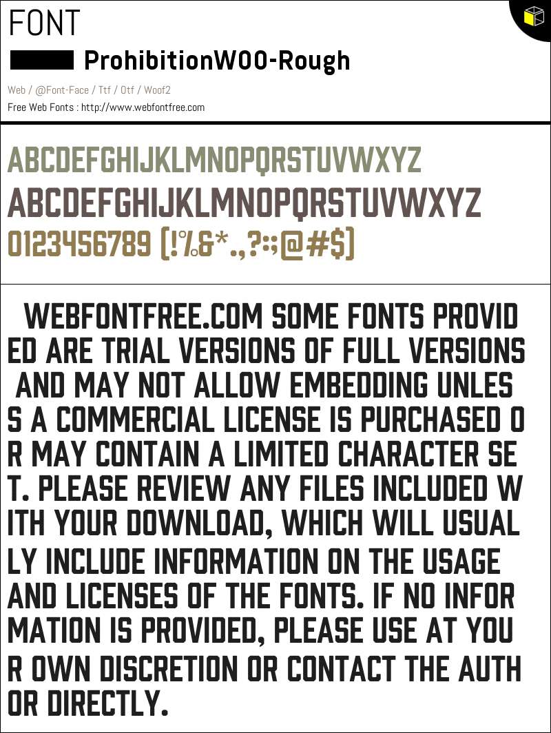 Prohibition Lettering Prohibition W00 Rough Fonts Downloads - WebFontFree.Com