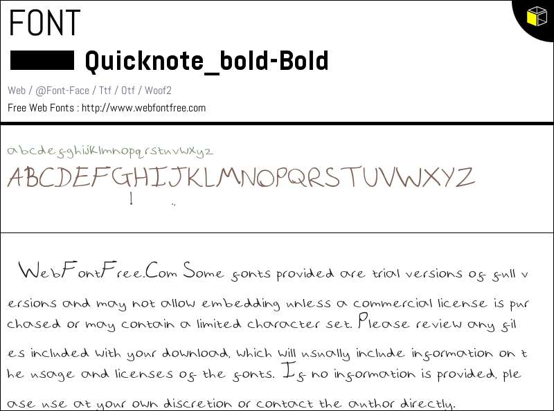 Notes Bold Lettering Quick note_bold Bold Fonts Downloads - WebFontFree.Com