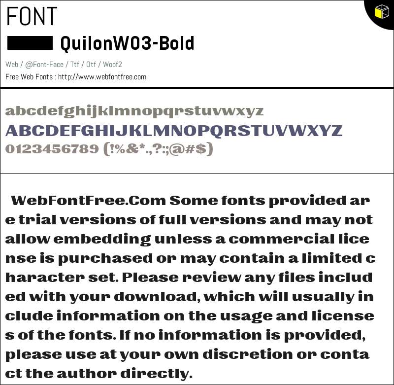 Quilon W03 Bold Fonts Downloads - WebFontFree.Com