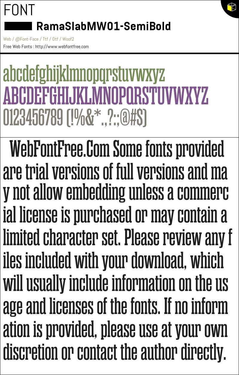 Rama Slab M W01 SemiBold Fonts Downloads - WebFontFree.Com