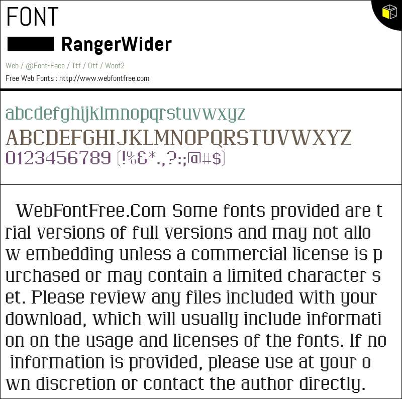 RangerWider Fonts Downloads - WebFontFree.Com