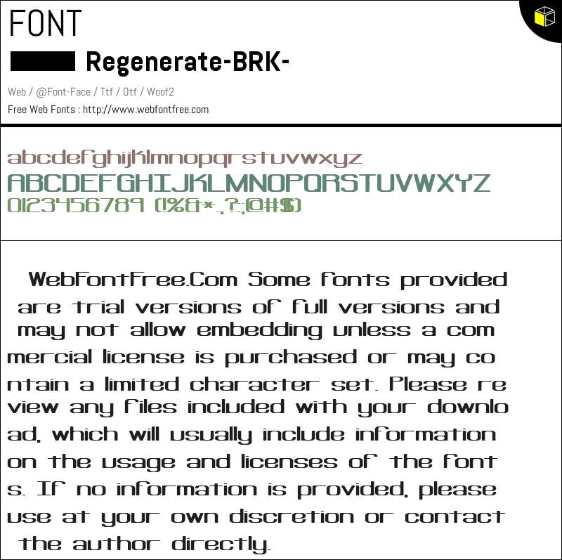 Regenerate -BRK- Fonts Downloads - WebFontFree.Com