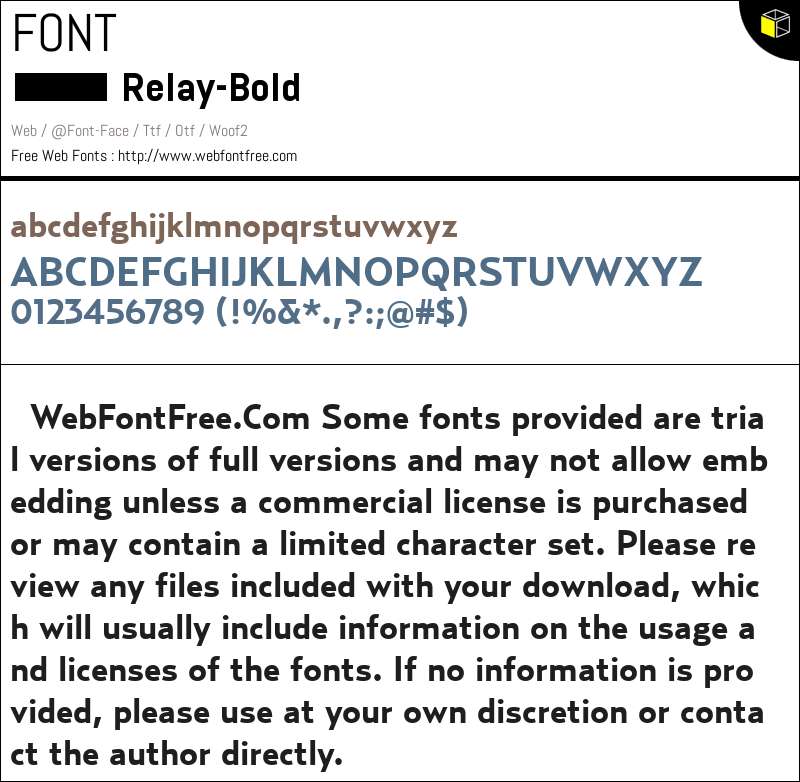 Relay-Bold Fonts Downloads - WebFontFree.Com