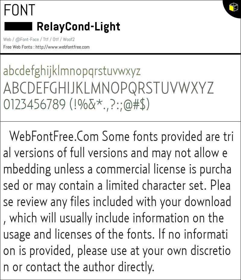 Relay Lettering RelayCond-Light Fonts Downloads - WebFontFree.Com