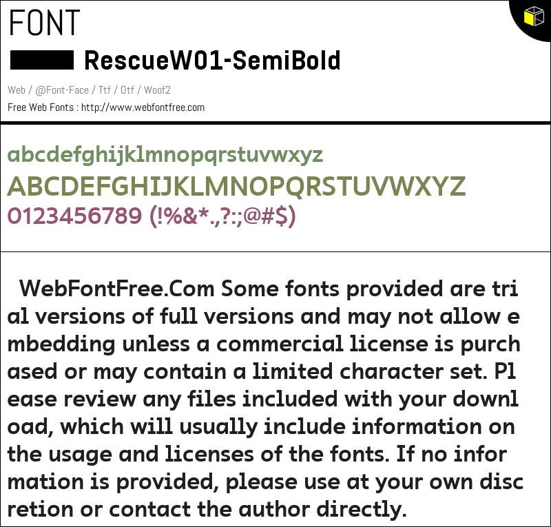 Rescue W01 SemiBold Fonts Downloads - WebFontFree.Com