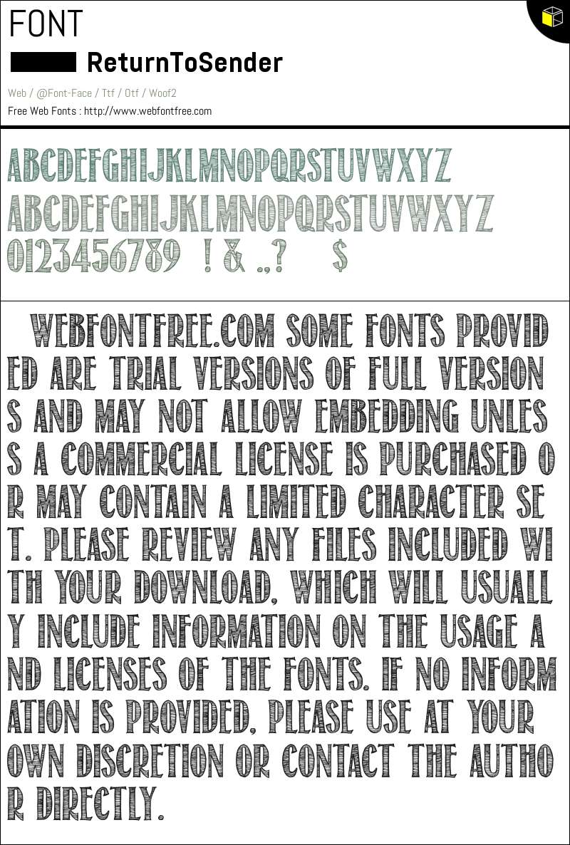 Return To Sender Fonts Downloads