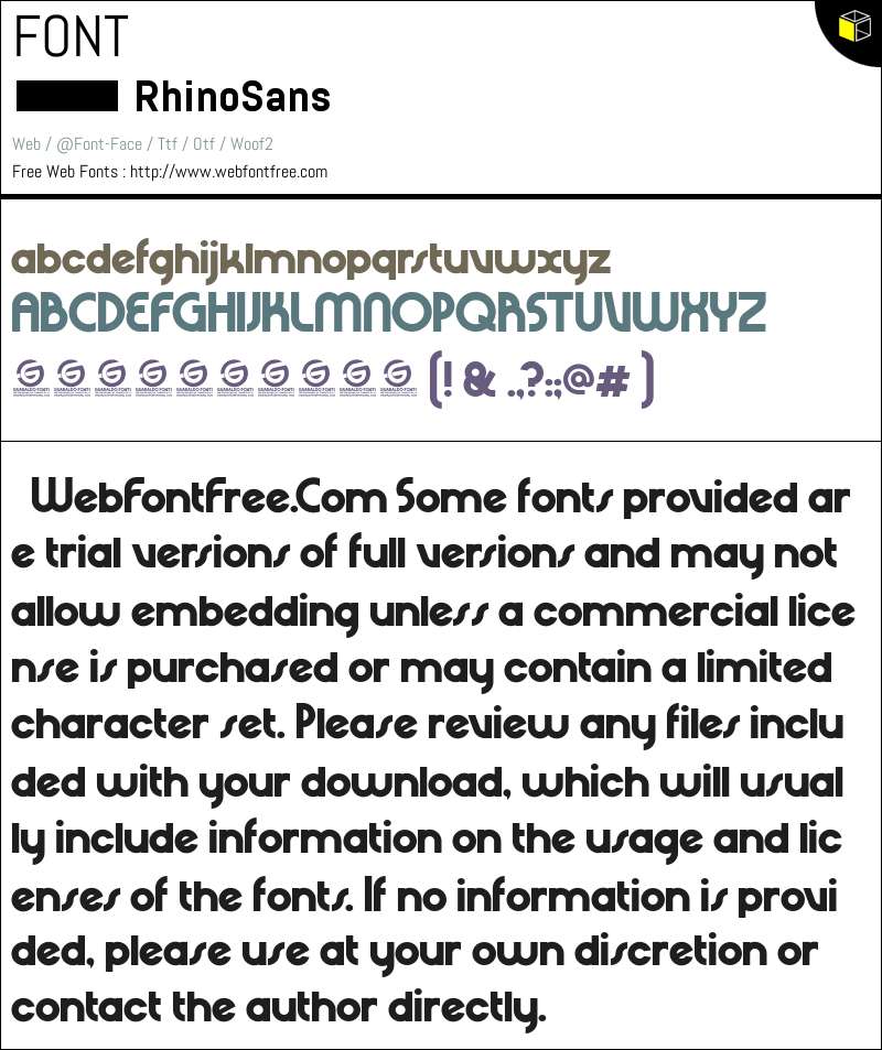 Rhino Sans Personal Use Fonts Downloads - WebFontFree.Com