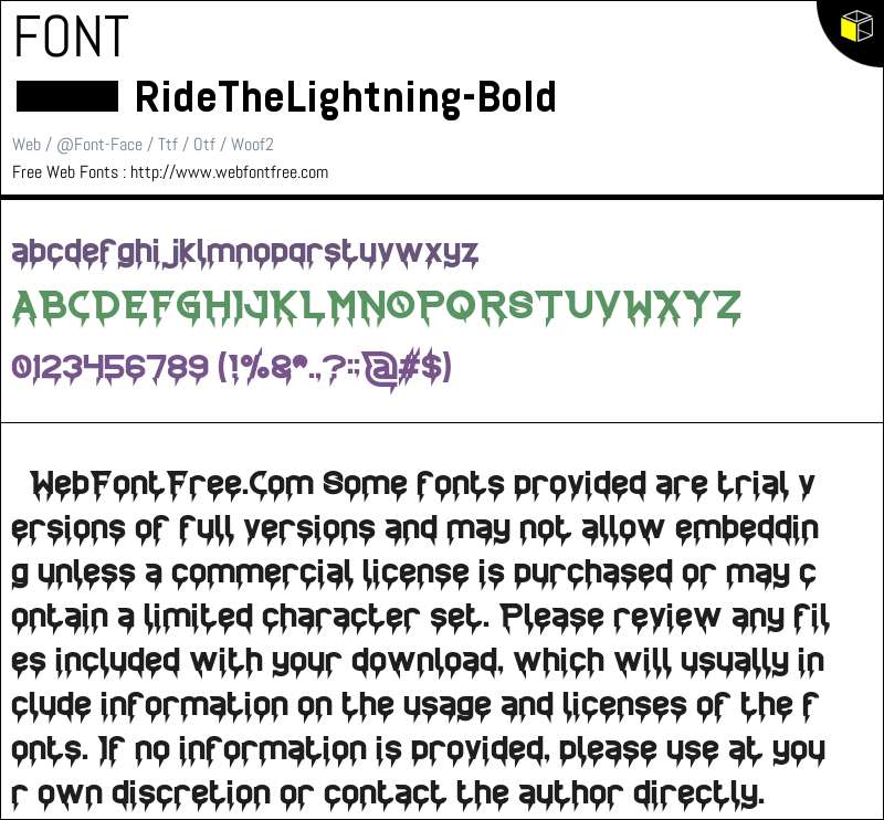 Ride The Lightning Bold Fonts Downloads - WebFontFree.Com