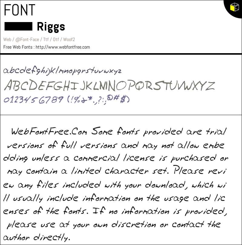 Riggs Regular Fonts Downloads - WebFontFree.Com