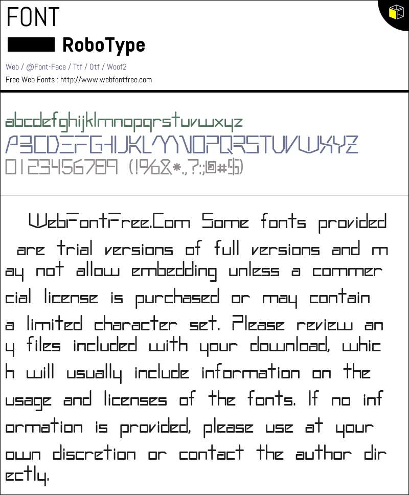 RoboType Regular Fonts Downloads - WebFontFree.Com