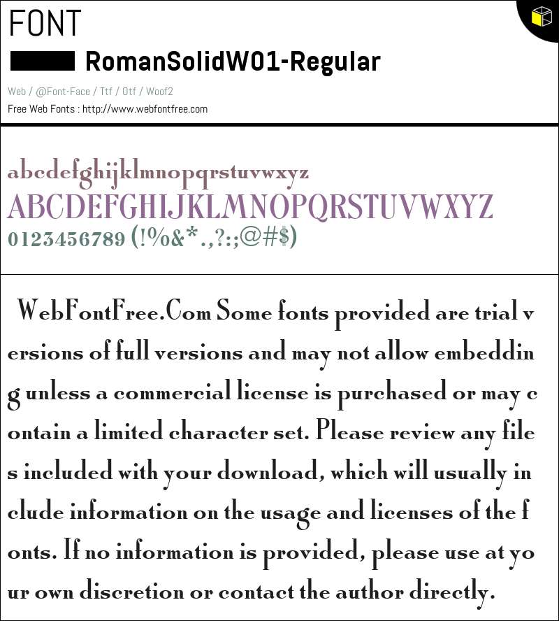 Roman Solid W01 Regular Fonts Downloads - WebFontFree.Com
