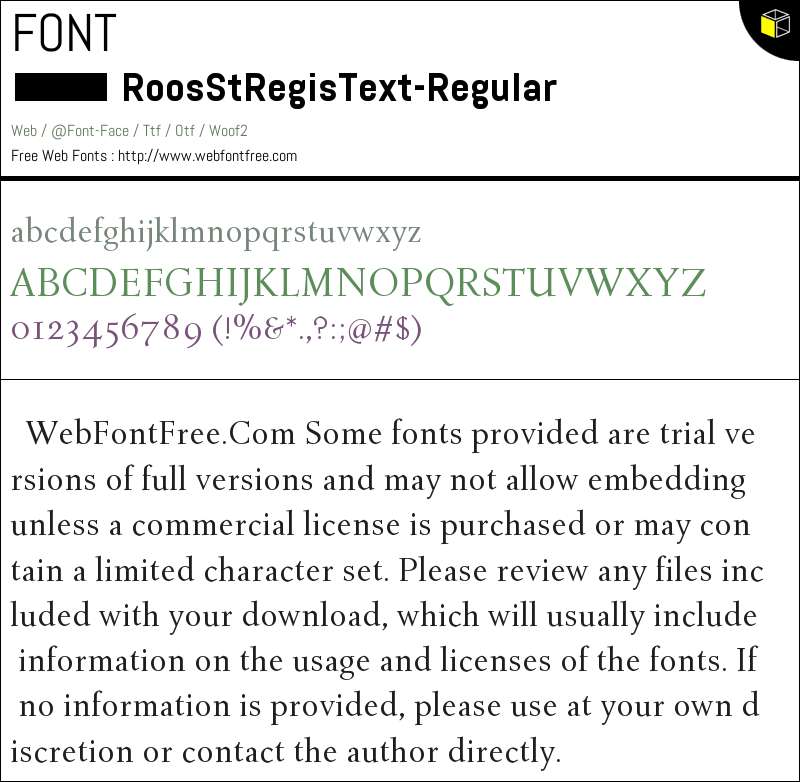 RoosStRegisText-Regular Fonts Downloads - WebFontFree.Com