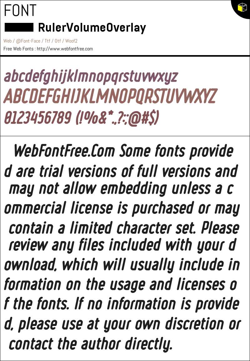 Ruler Volume Overlay Fonts Downloads - WebFontFree.Com