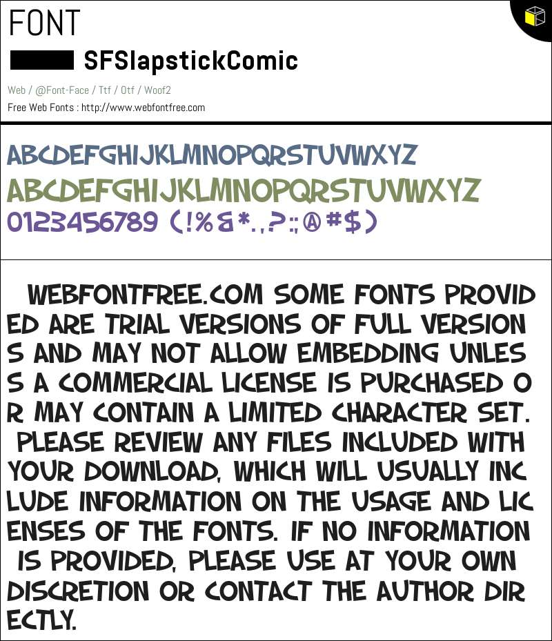 Sf Slapstick Comic Fonts Downloads Webfontfree Com