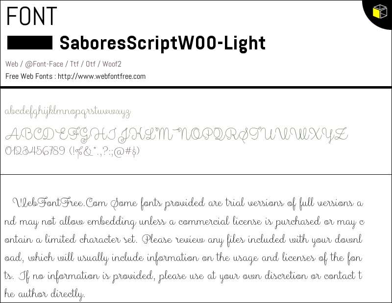 Sabores Script W00 Light Fonts Downloads - WebFontFree.Com