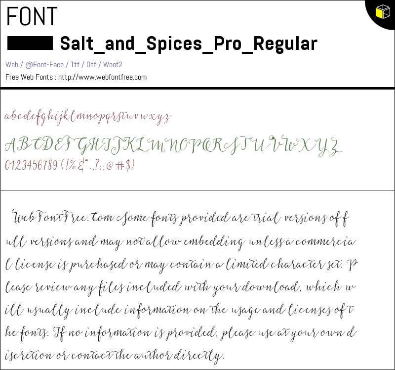 Spice Font Lettering Salt and Spices Pro Regular Fonts Downloads - WebFontFree.Com