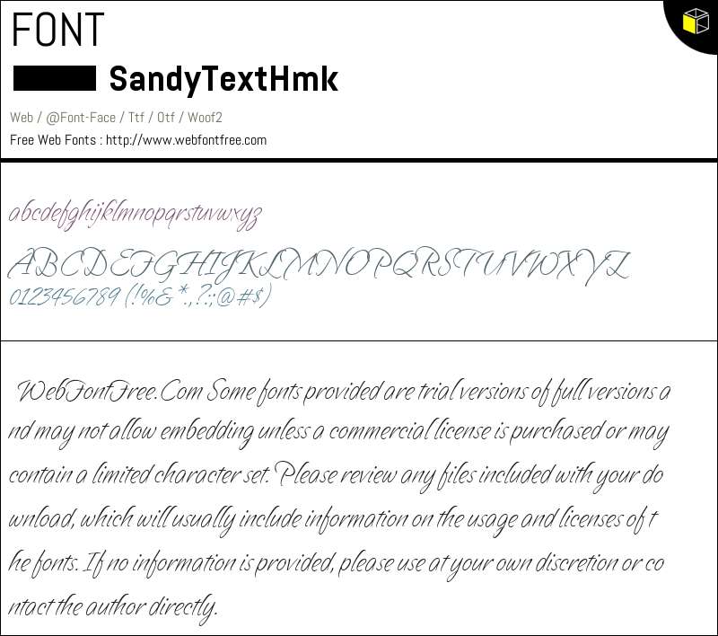 SandyTextHmk Fonts Downloads - WebFontFree.Com