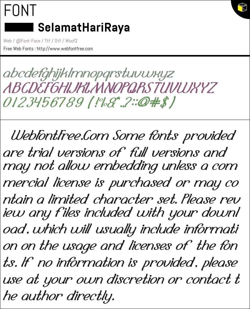 Selamat Hari Raya Fonts Downloads - WebFontFree.Com