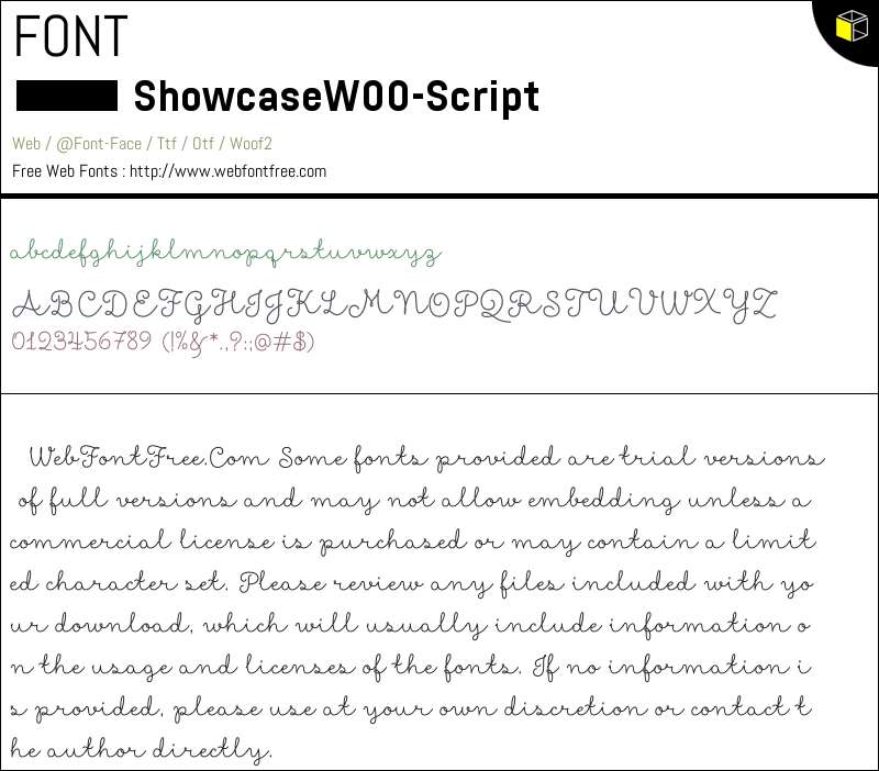Showcase W00 Script Fonts Downloads - WebFontFree.Com