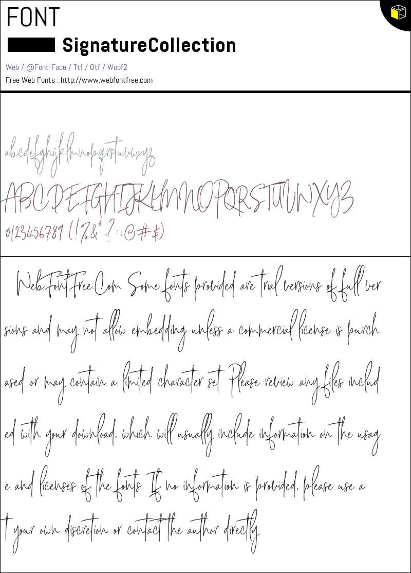 Signature Collection Schriftart Downloads - WebFontFree.Com