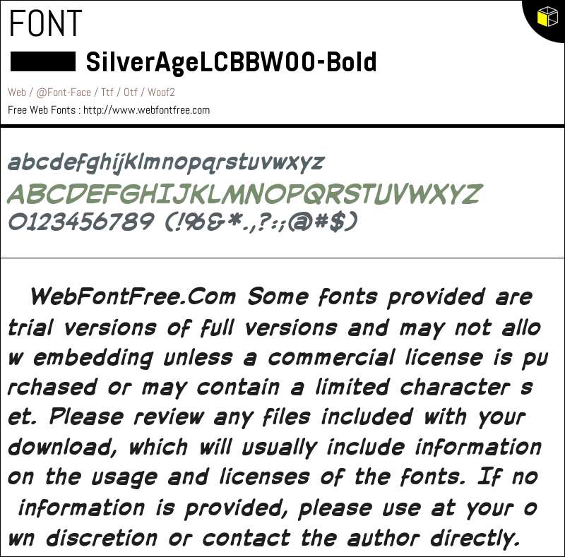 Silverfast Bold SilverAge LC BB W00 Bold Fonts Downloads - WebFontFree.Com