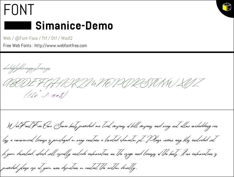 Simanice - Demo 字体 下载 - WebFontFree.Com