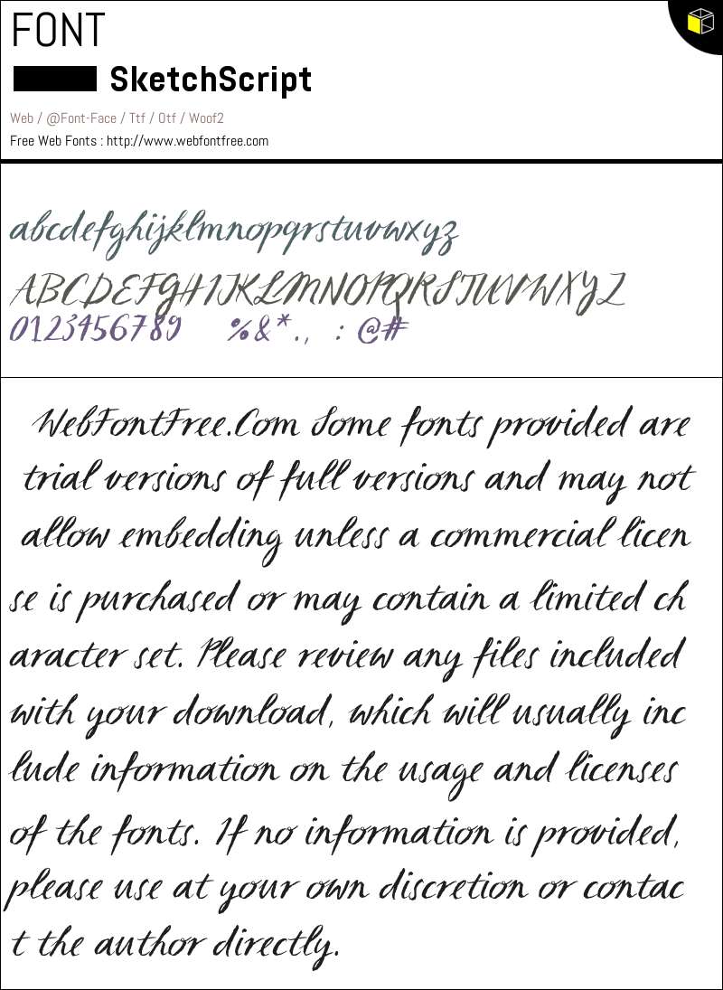 Sketch ScriptRegular Fonts Downloads - WebFontFree.Com