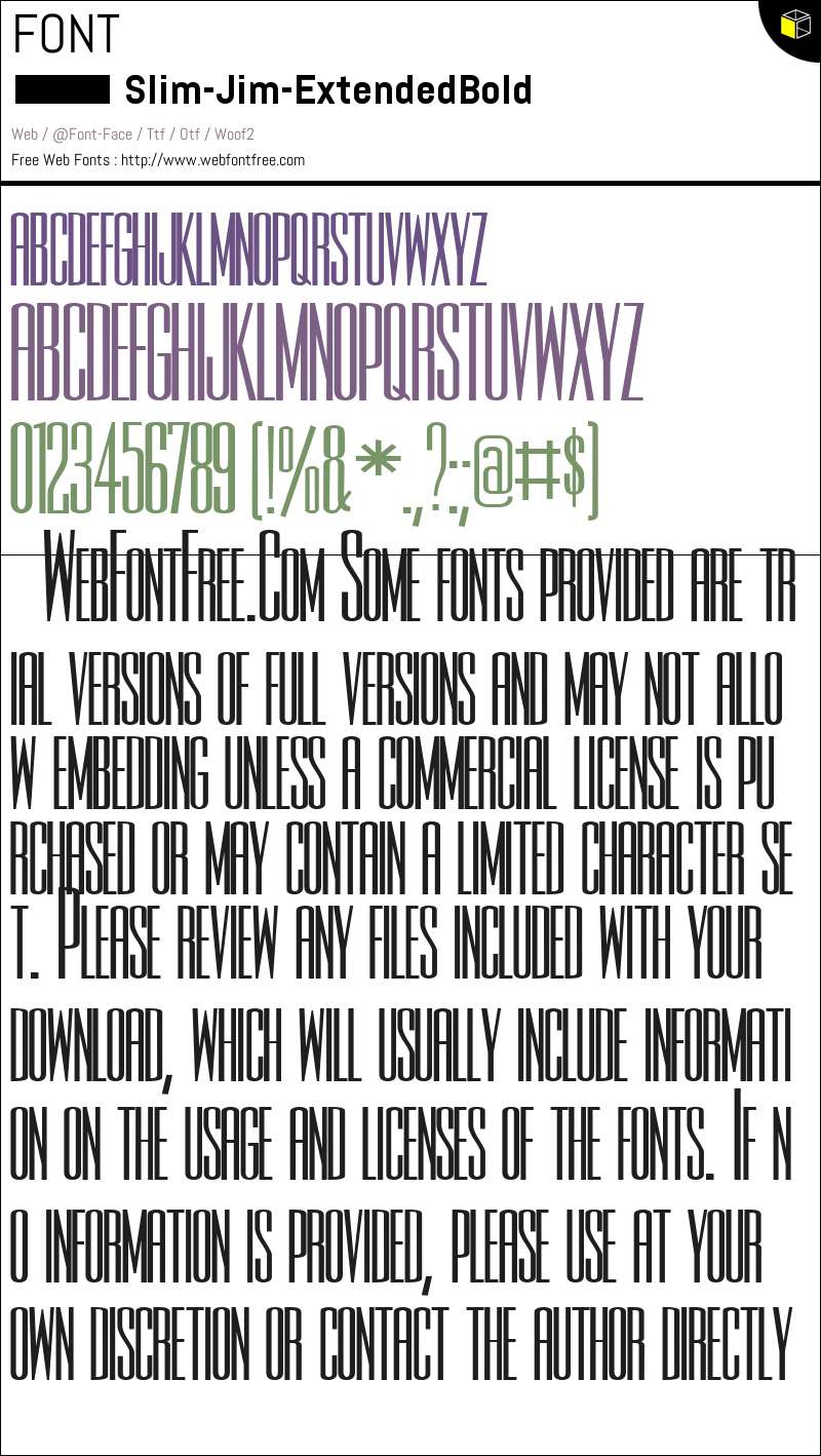 Slim Jim-Extended Bold Fonts Downloads - WebFontFree.Com