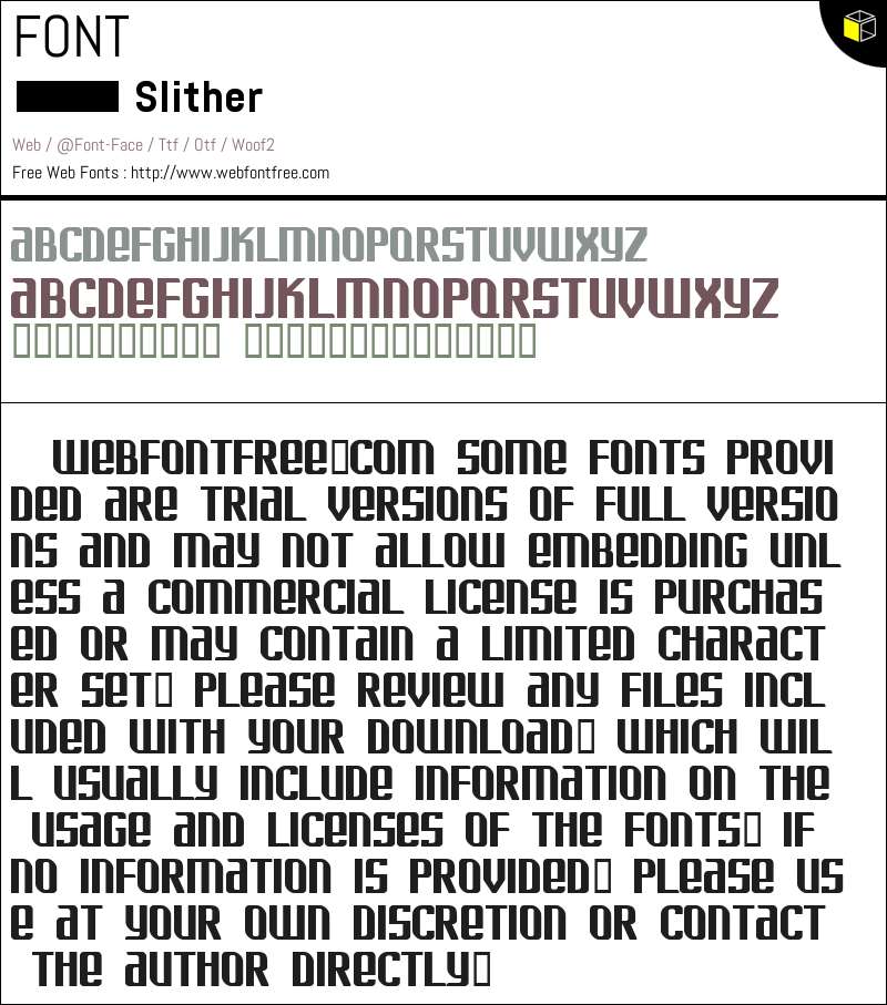 Slither Fonts Downloads - WebFontFree.Com