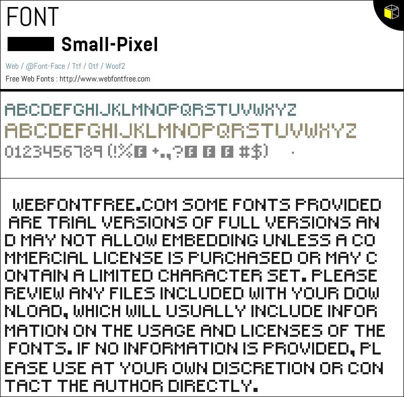 Small Pixel Regular Fuentes Descargar - WebFontFree.Com