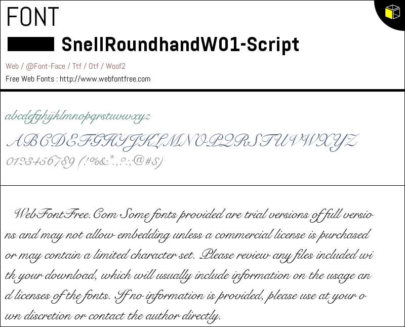 Snell Roundhand W01 Script Fonts Downloads - WebFontFree.Com
