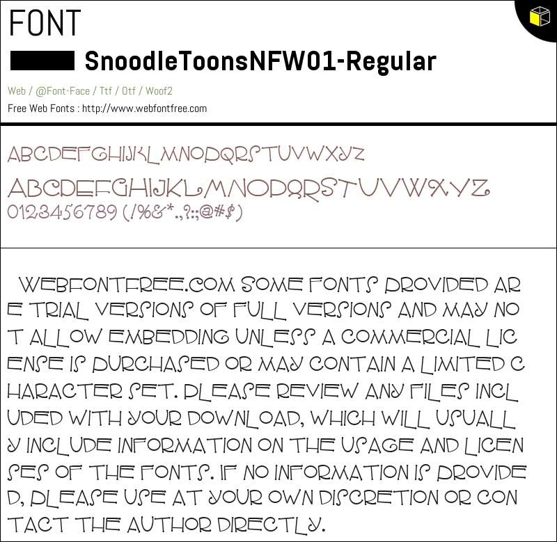 Snoodle Toons NF W01 Regular Fonts Downloads - WebFontFree.Com