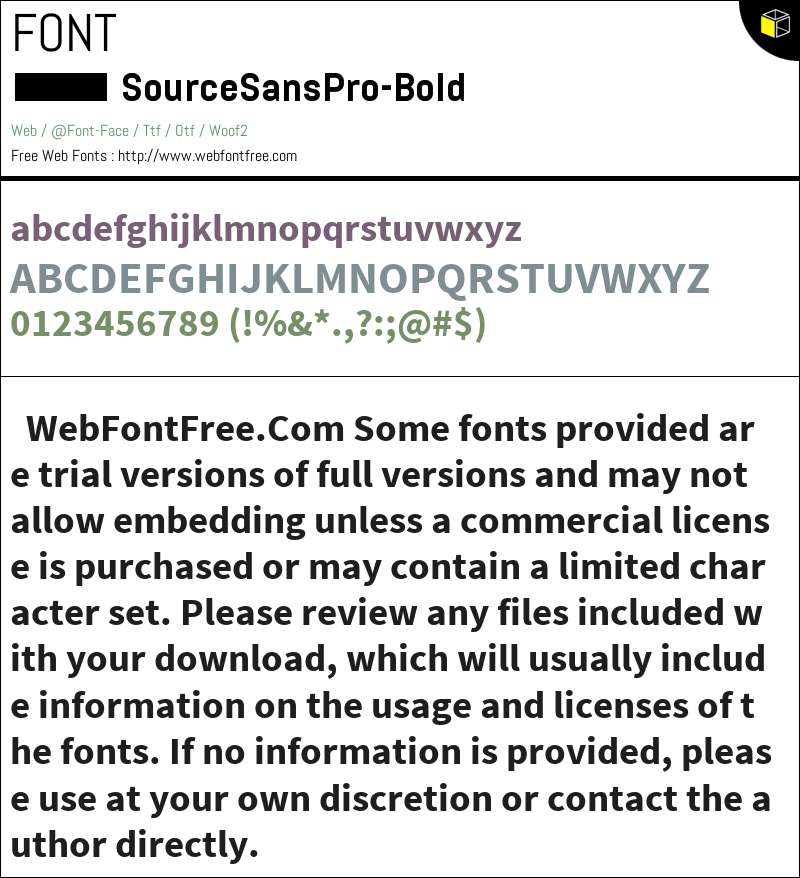 Source Sans Pro Bold Fonts Downloads - WebFontFree.Com