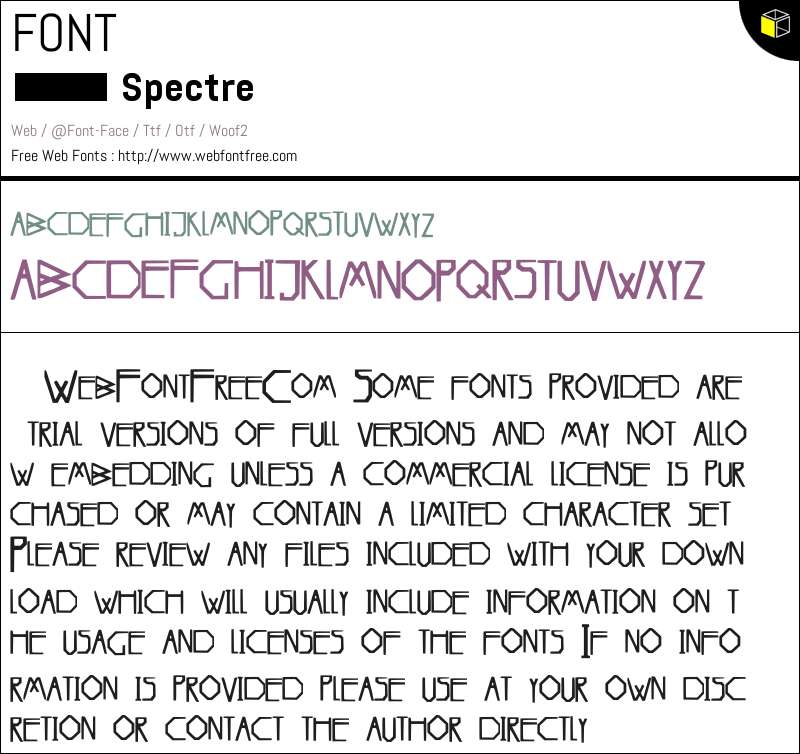 Spectre Fonts Downloads - WebFontFree.Com