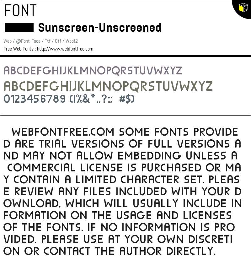 Sunscreen-Unscreened Fonts Downloads - WebFontFree.Com