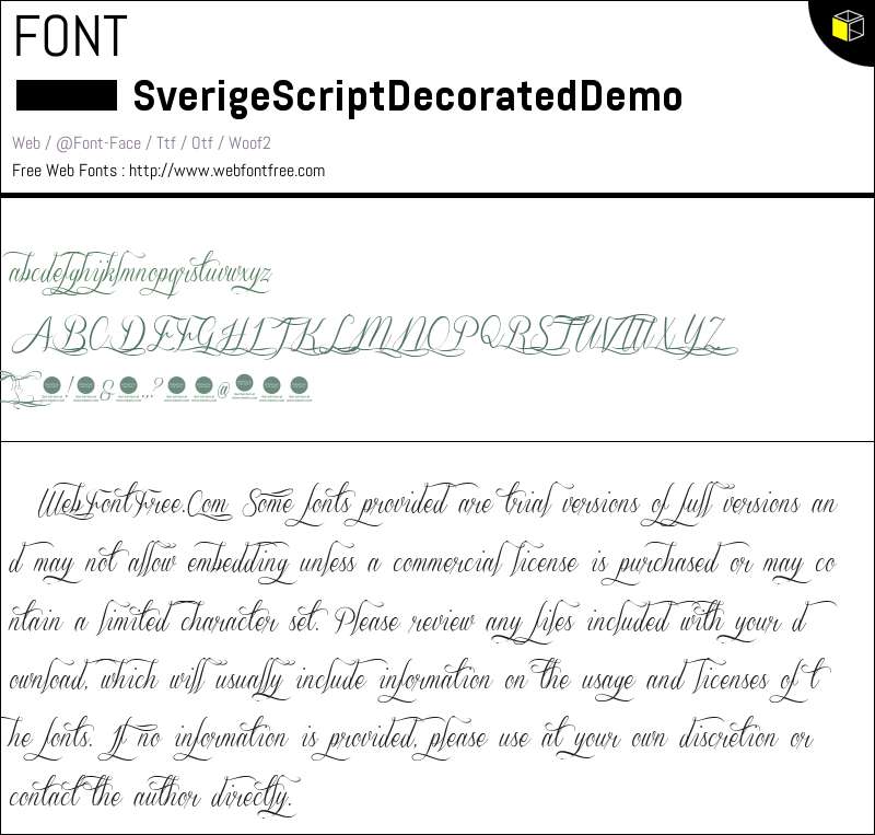Sverige Script Decorated Demo Fonts Downloads - WebFontFree.Com