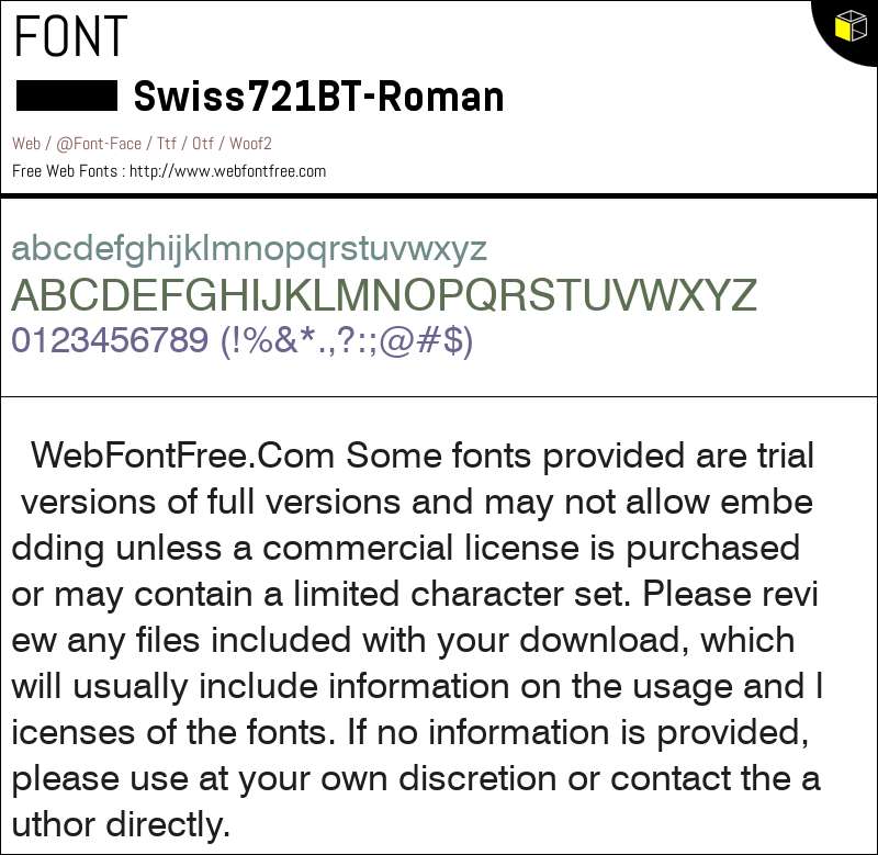 Swiss 721 BT 字体 下载 - WebFontFree.Com