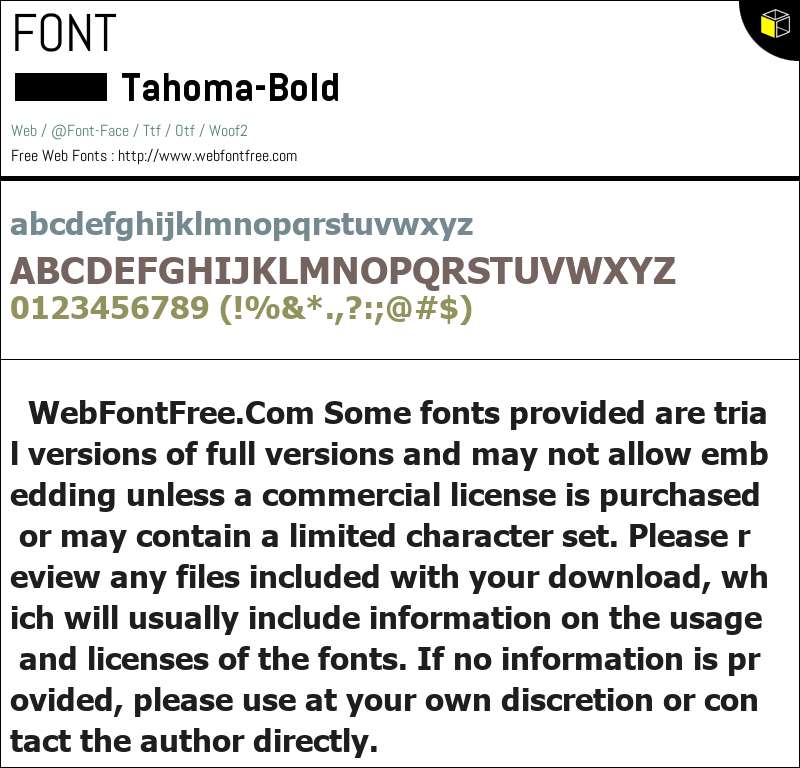 Tahoma® Bold Font - Licensing Options